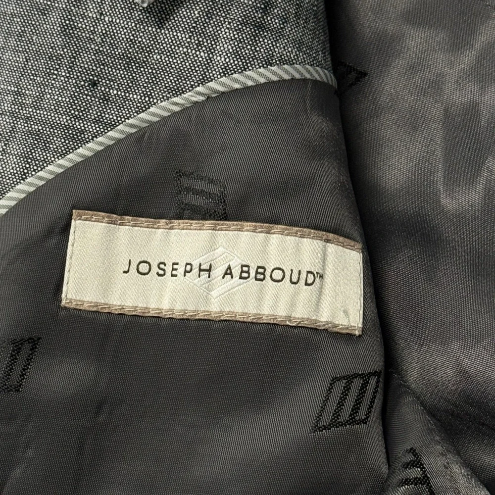 Joseph Abboud White 100% Linen Double Breasted Blazer Jacket Mens 40 Long Gray